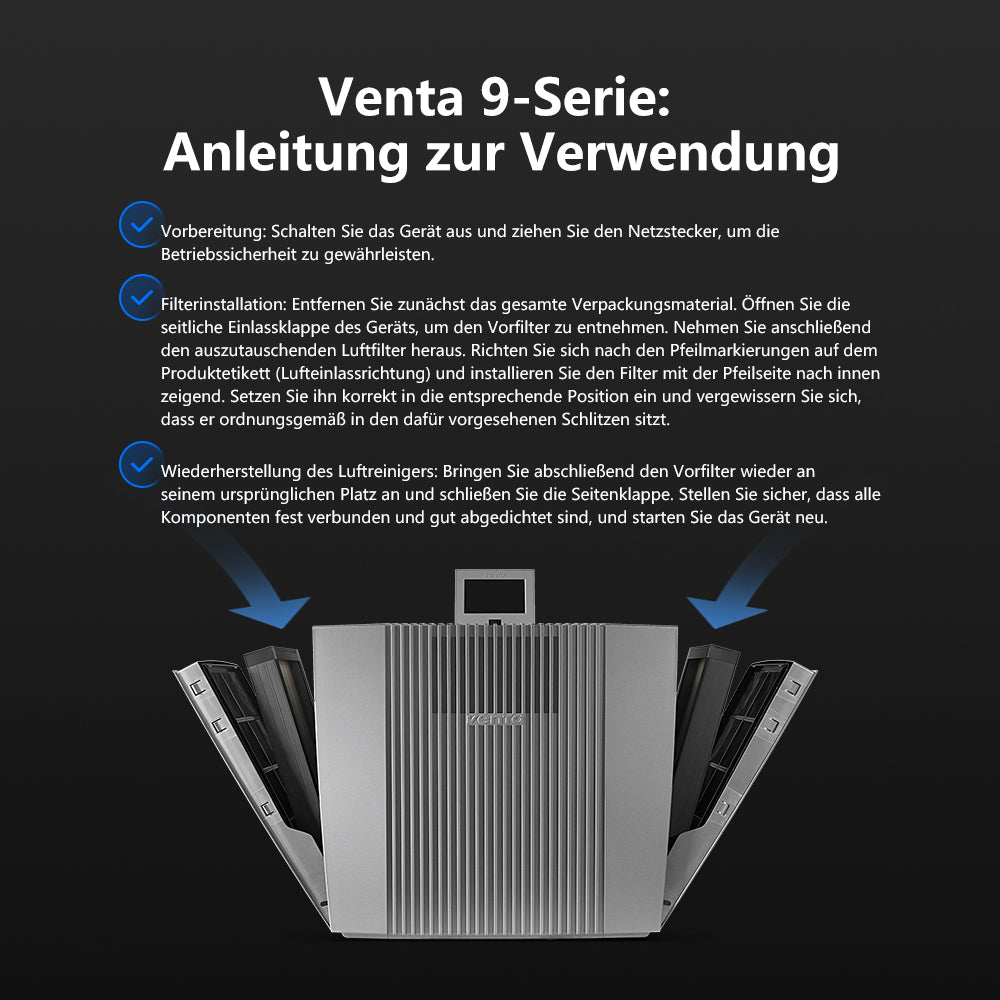Speziell angepasstes HEPA-Filternetz für Venta 9er-Serie