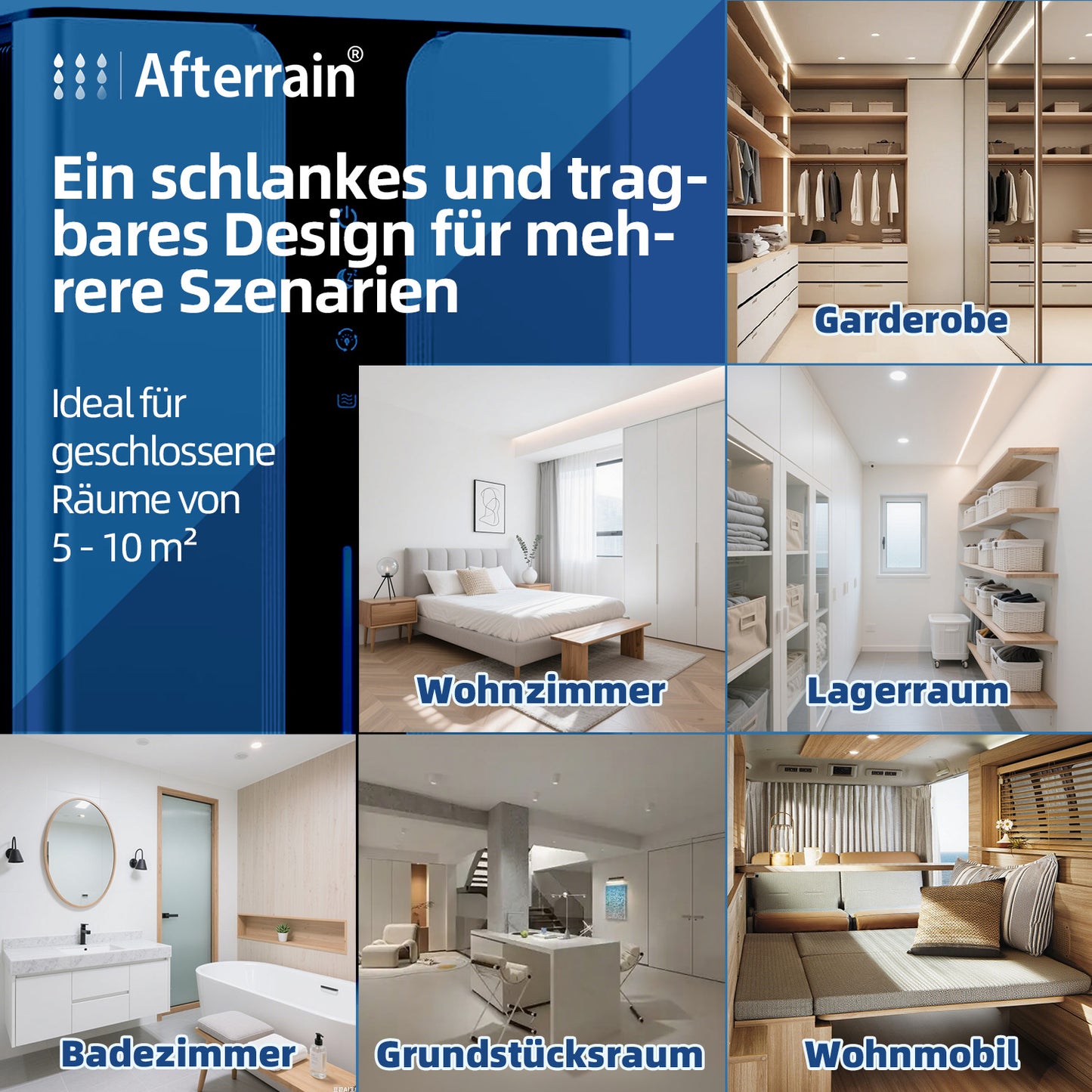 Tragbarer Entfeuchter für  Weinkeller, Kleiderschränke oder Wohnmobil H10-1